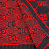 グッチ GUCCI GG総柄ノーカラーニットカーディガン 713300 ネイビー/レッド ウール レディース カーディガン