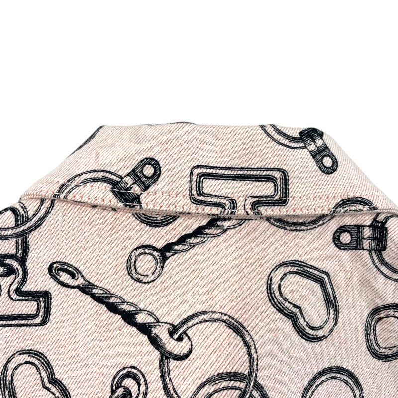 エルメス HERMES 総柄デニムジャケット 4H0253DD ピンク デニム レディース デニムジャケット