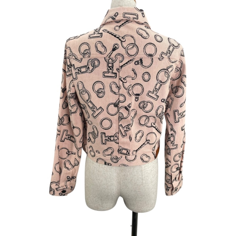 エルメス HERMES 総柄デニムジャケット 4H0253DD ピンク デニム レディース デニムジャケット