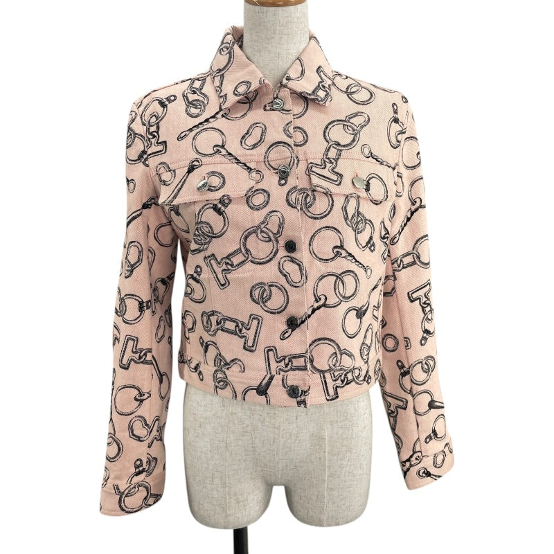 エルメス HERMES 総柄デニムジャケット 4H0253DD ピンク デニム レディース デニムジャケット