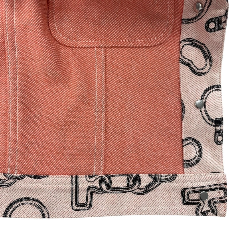 エルメス HERMES 総柄デニムジャケット 4H0253DD ピンク デニム レディース デニムジャケット