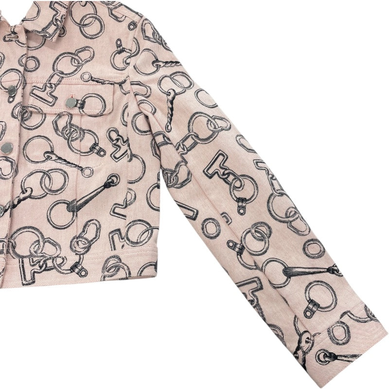 エルメス HERMES 総柄デニムジャケット 4H0253DD ピンク デニム レディース デニムジャケット