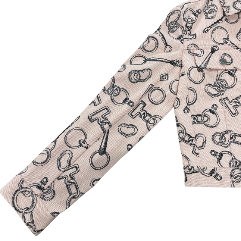 エルメス HERMES 総柄デニムジャケット 4H0253DD ピンク デニム レディース デニムジャケット