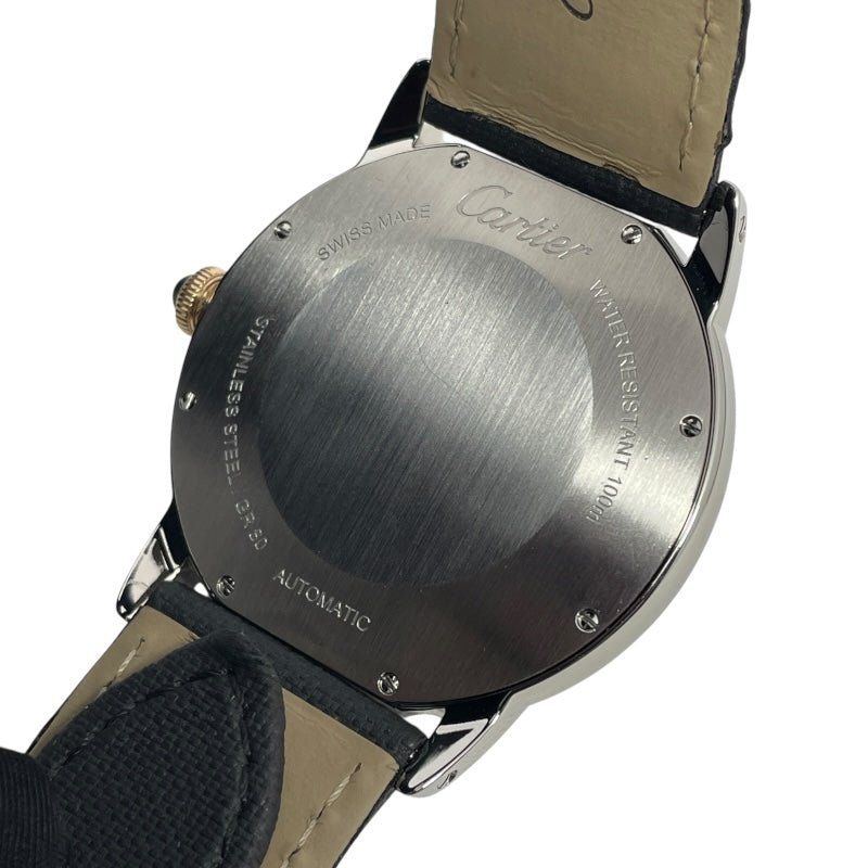 カルティエ Cartier ロンド クロワジエール ドゥ カルティエ W2RN0005 グレー SS/革ベルト 自動巻き メンズ 腕時計