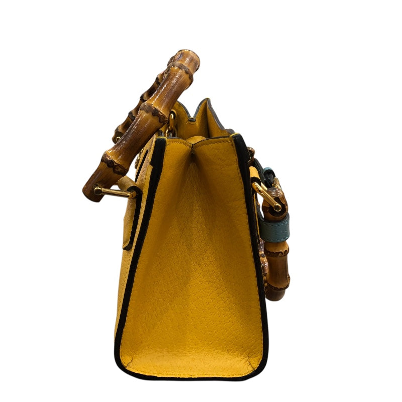 グッチ GUCCI ダイアナスモール　トートバッグ 702732 イエロー　GD金具 カーフ レザー 、バンブー レディース ショルダーバッグ