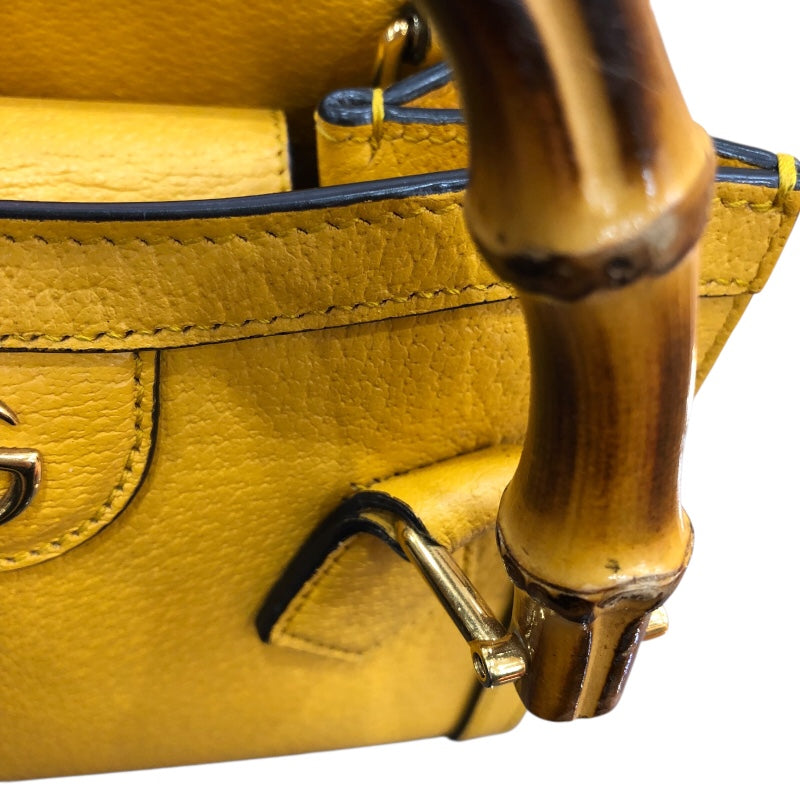 グッチ GUCCI ダイアナスモール　トートバッグ 702732 イエロー　GD金具 カーフ レザー 、バンブー レディース ショルダーバッグ