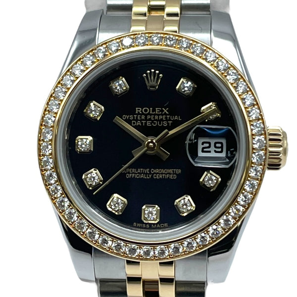 ロレックス ROLEX デイトジャスト26 179383G ブラック K18/SS 自動巻き レディース 腕時計