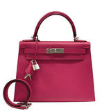 エルメス HERMES ケリー28 外縫い Z刻 ローズエクストリーム シルバー金具 マダム レディース ハンドバッグ ショルダーバッグ