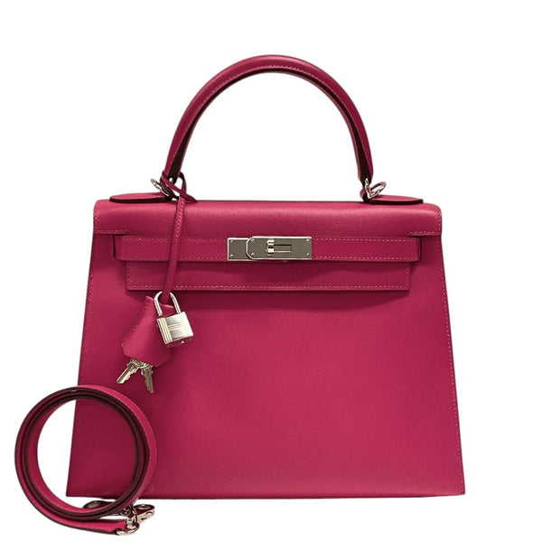 エルメス HERMES ケリー28 外縫い Z刻 ローズエクストリーム シルバー金具 マダム レディース ハンドバッグ ショルダーバッグ
