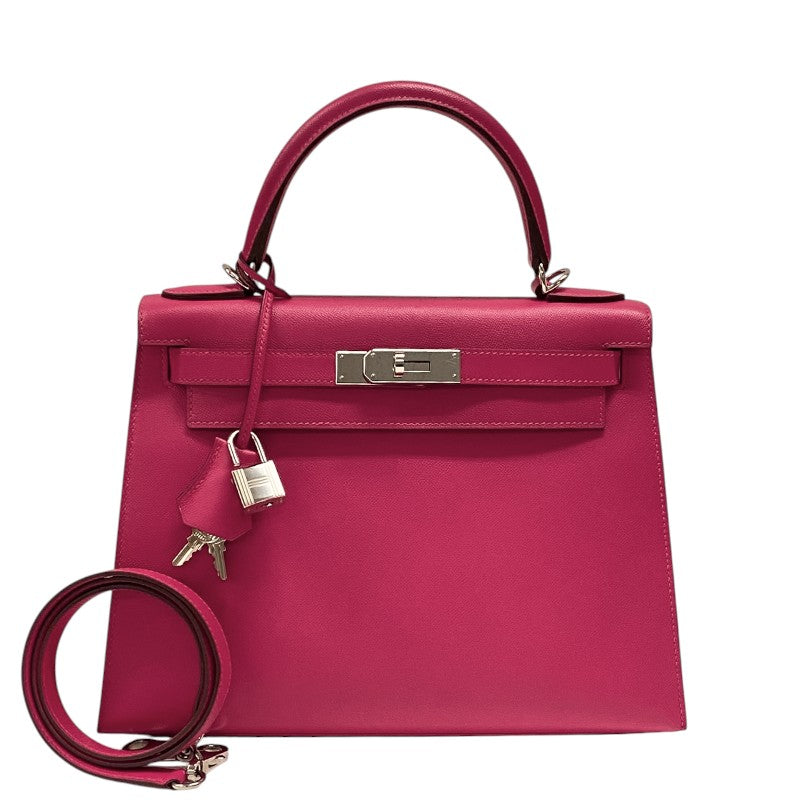 エルメス HERMES ケリー28 外縫い Z刻 ローズエクストリーム シルバー金具 マダム レディース ハンドバッグ ショルダーバッグ