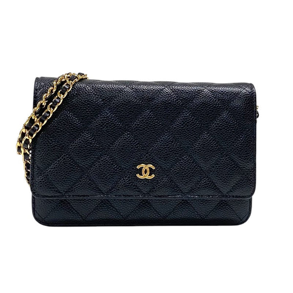 シャネル CHANEL マトラッセ チェーンウォレット AP0250 ブラック ゴールド金具 キャビアスキン レディース ショルダーバッグ クラッチバッグ