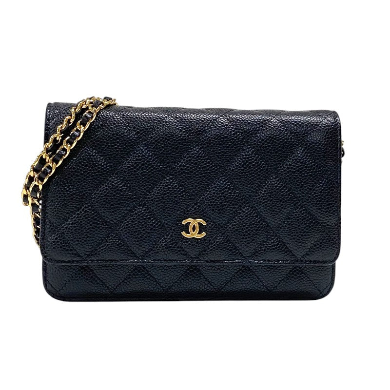 シャネル CHANEL マトラッセ チェーンウォレット AP0250 ブラック ゴールド金具 キャビアスキン レディース ショルダーバッグ クラッチバッグ