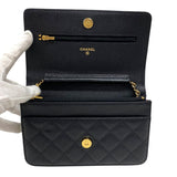 シャネル CHANEL マトラッセ チェーンウォレット AP0250 ブラック ゴールド金具 キャビアスキン レディース ショルダーバッグ クラッチバッグ
