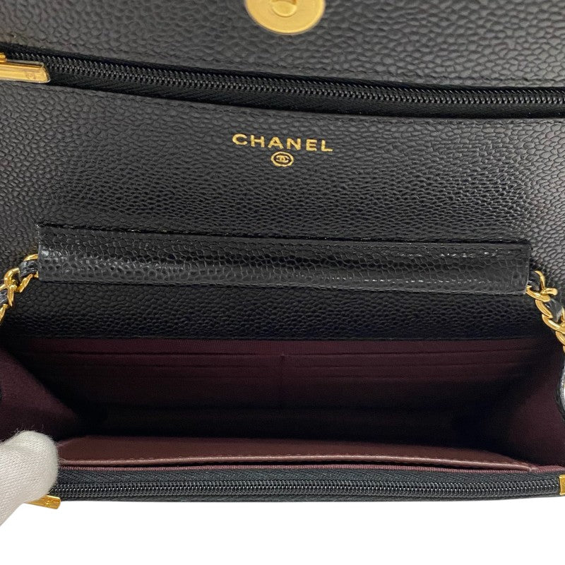 シャネル CHANEL マトラッセ チェーンウォレット AP0250 ブラック ゴールド金具 キャビアスキン レディース ショルダーバッグ クラッチバッグ