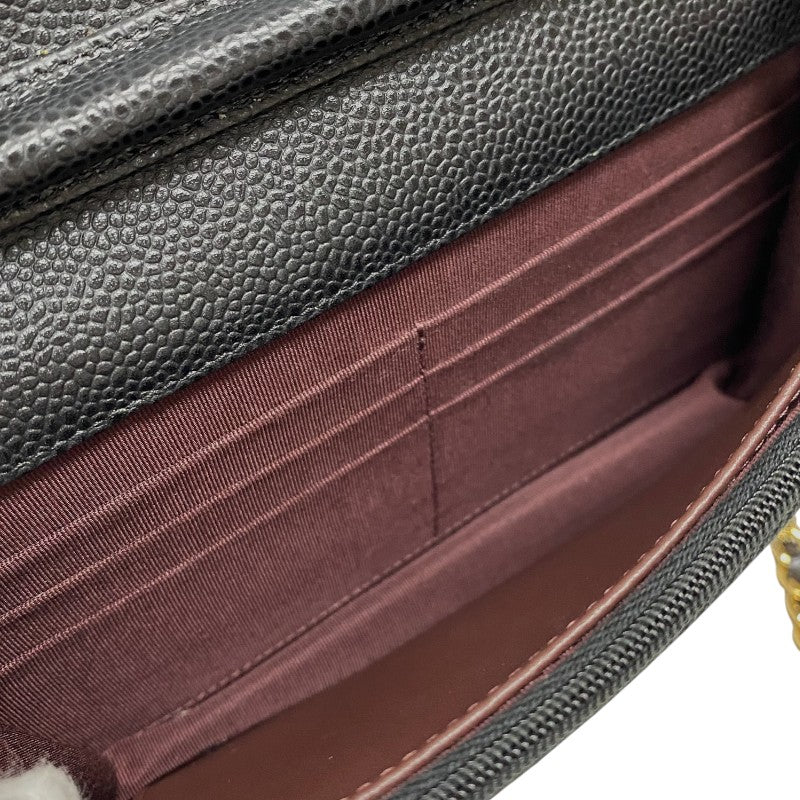 シャネル CHANEL マトラッセ チェーンウォレット AP0250 ブラック ゴールド金具 キャビアスキン レディース ショルダーバッグ クラッチバッグ