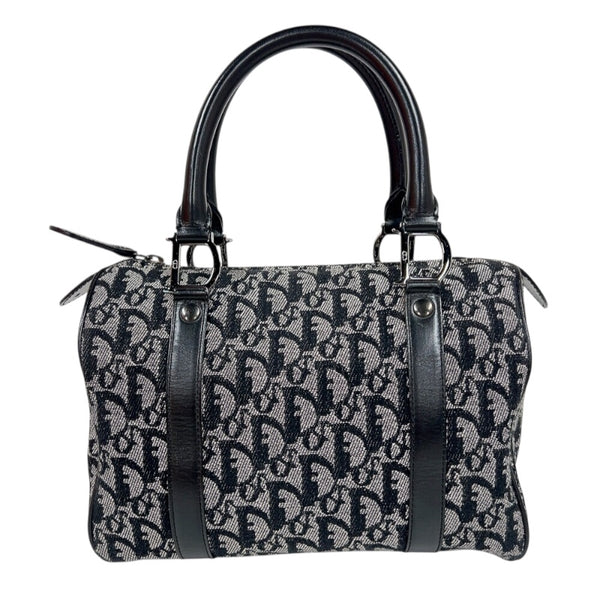 クリスチャン・ディオール Christian Dior トロッター　スモールボストンバッグ ブラック　シルバー金具 キャンバス/レザー レディース ボストンバッグ
