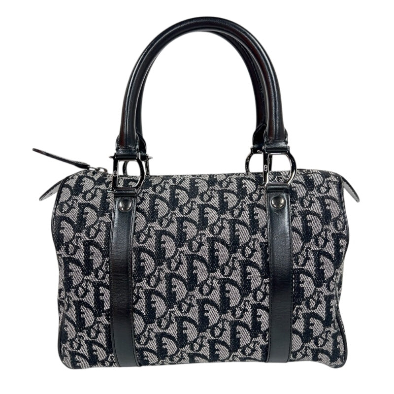 クリスチャン・ディオール Christian Dior トロッター　スモールボストンバッグ ブラック　シルバー金具 キャンバス/レザー レディース ボストンバッグ