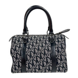 クリスチャン・ディオール Christian Dior トロッター　スモールボストンバッグ ブラック　シルバー金具 キャンバス/レザー レディース ボストンバッグ