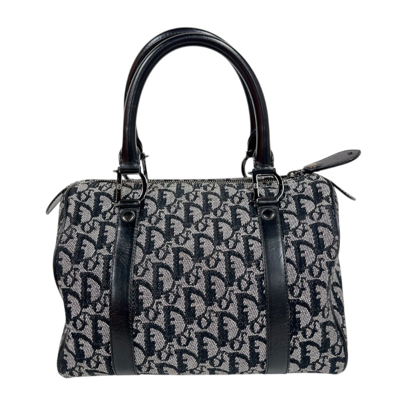 クリスチャン・ディオール Christian Dior トロッター　スモールボストンバッグ ブラック　シルバー金具 キャンバス/レザー レディース ボストンバッグ