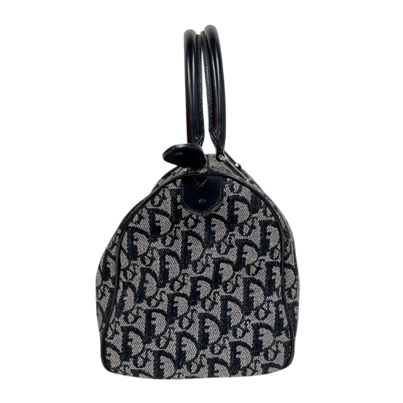 クリスチャン・ディオール Christian Dior トロッター　スモールボストンバッグ ブラック　シルバー金具 キャンバス/レザー レディース ボストンバッグ