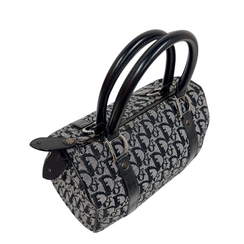 クリスチャン・ディオール Christian Dior トロッター　スモールボストンバッグ ブラック　シルバー金具 キャンバス/レザー レディース ボストンバッグ