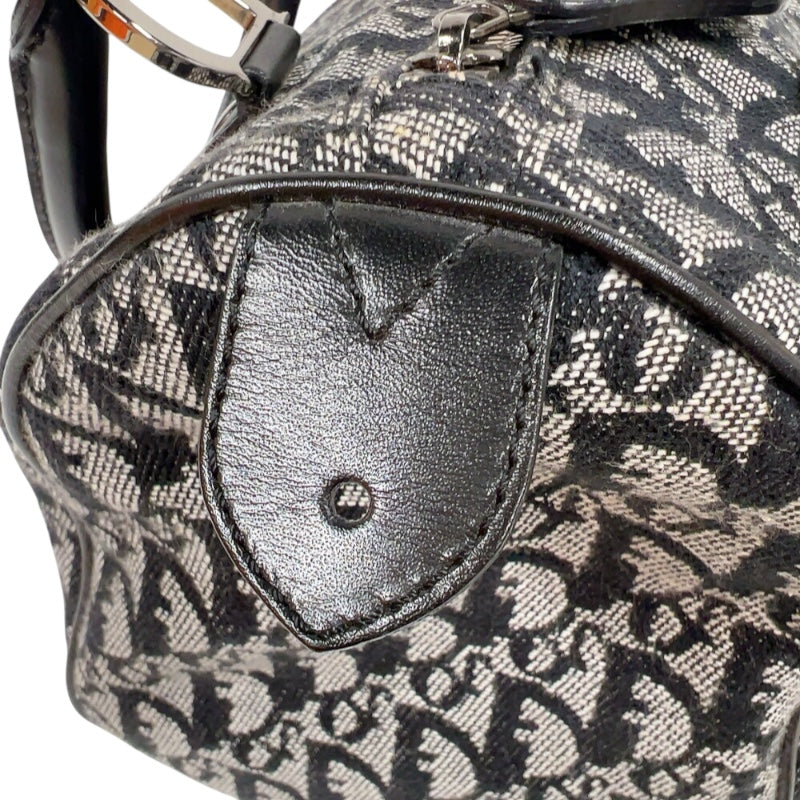 クリスチャン・ディオール Christian Dior トロッター　スモールボストンバッグ ブラック　シルバー金具 キャンバス/レザー レディース ボストンバッグ