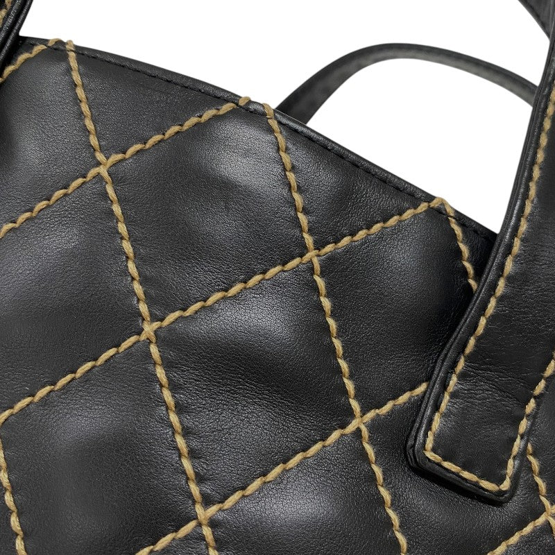 シャネル CHANEL ワイルドステッチ ハンドバッグ A18126 ブラック ゴールド金具 カーフ レディース トートバッグ