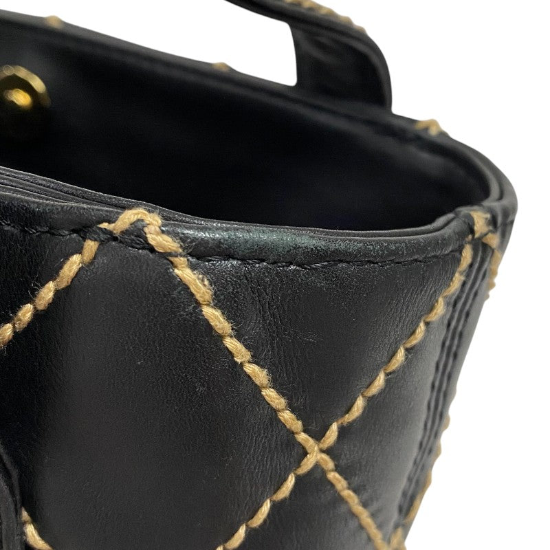 シャネル CHANEL ワイルドステッチ ハンドバッグ A18126 ブラック ゴールド金具 カーフ レディース トートバッグ
