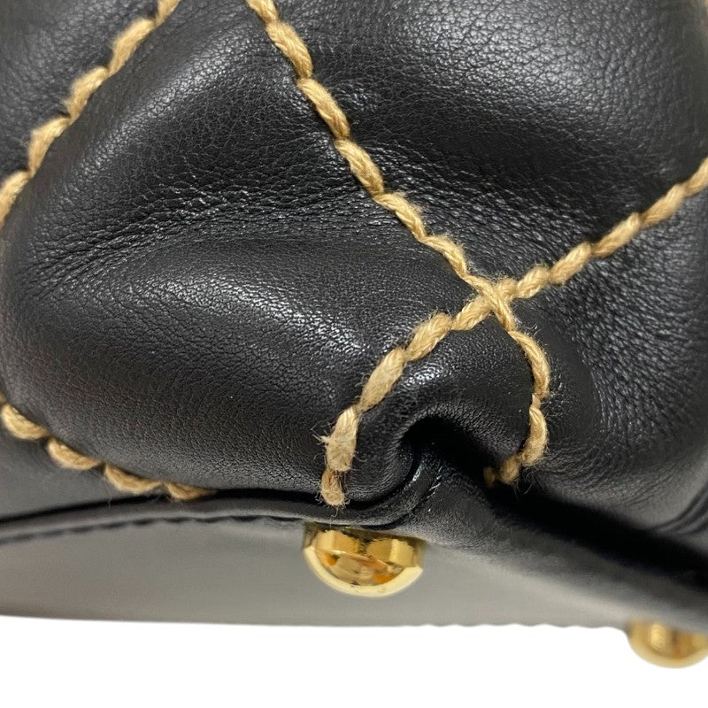 シャネル CHANEL ワイルドステッチ ハンドバッグ A18126 ブラック ゴールド金具 カーフ レディース トートバッグ