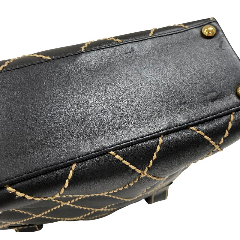 シャネル CHANEL ワイルドステッチ ハンドバッグ A18126 ブラック ゴールド金具 カーフ レディース トートバッグ
