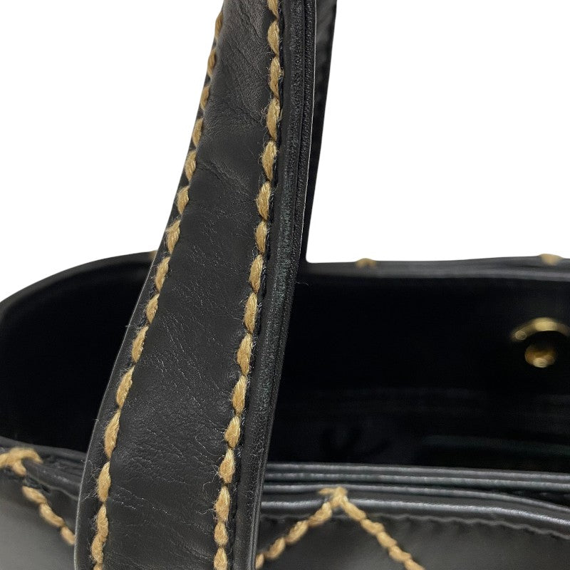 シャネル CHANEL ワイルドステッチ ハンドバッグ A18126 ブラック ゴールド金具 カーフ レディース トートバッグ
