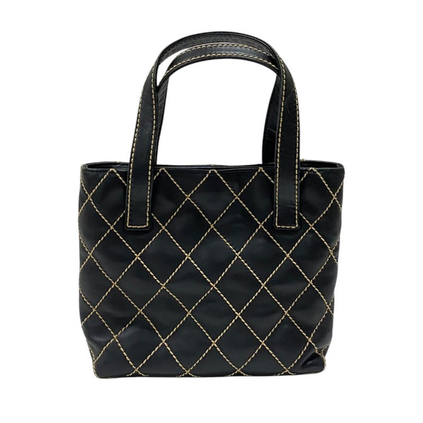 シャネル CHANEL ワイルドステッチ ハンドバッグ A18126 ブラック ゴールド金具 カーフ レディース トートバッグ