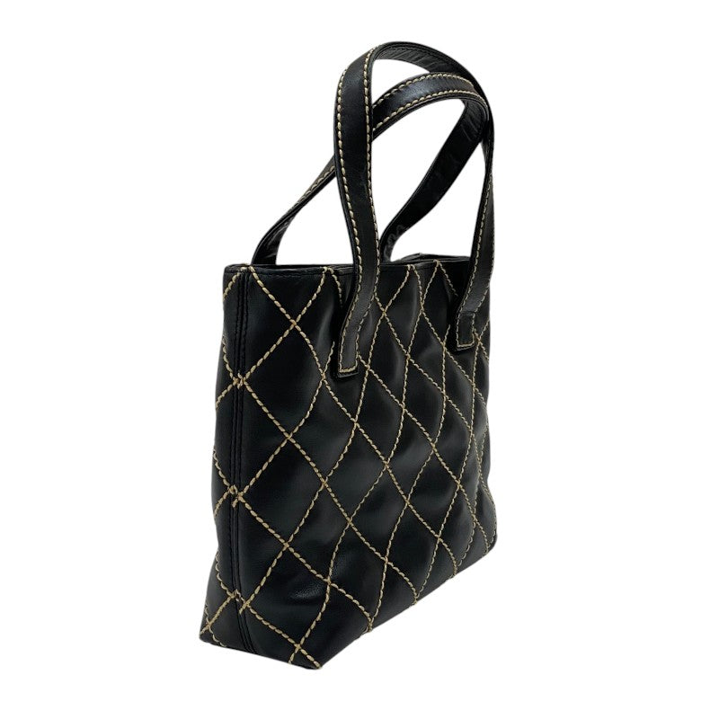 シャネル CHANEL ワイルドステッチ ハンドバッグ A18126 ブラック ゴールド金具 カーフ レディース トートバッグ
