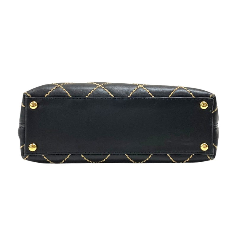 シャネル CHANEL ワイルドステッチ ハンドバッグ A18126 ブラック ゴールド金具 カーフ レディース トートバッグ