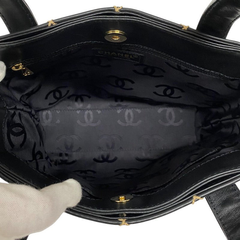シャネル CHANEL ワイルドステッチ ハンドバッグ A18126 ブラック ゴールド金具 カーフ レディース トートバッグ