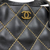 シャネル CHANEL ワイルドステッチ ハンドバッグ A18126 ブラック ゴールド金具 カーフ レディース トートバッグ