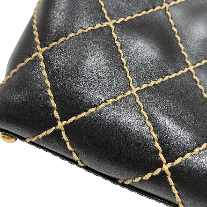 シャネル CHANEL ワイルドステッチ ハンドバッグ A18126 ブラック ゴールド金具 カーフ レディース トートバッグ