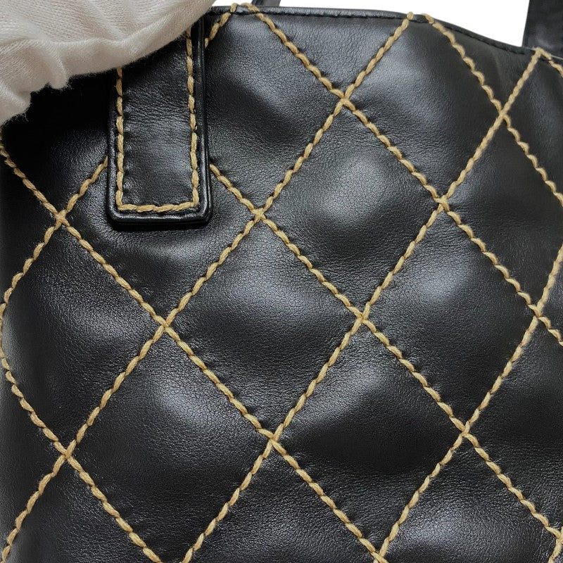 シャネル CHANEL ワイルドステッチ ハンドバッグ A18126 ブラック ゴールド金具 カーフ レディース トートバッグ