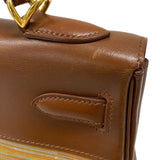 エルメス HERMES ケリー32 内縫い ヴィブラート □F刻 ブラウン ゴールド金具 ボックスカーフ レディース ハンドバッグ ショルダーバッグ