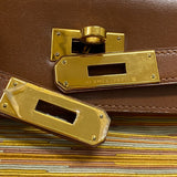 エルメス HERMES ケリー32 内縫い ヴィブラート □F刻 ブラウン ゴールド金具 ボックスカーフ レディース ハンドバッグ ショルダーバッグ