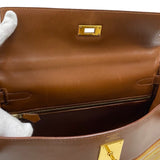 エルメス HERMES ケリー32 内縫い ヴィブラート □F刻 ブラウン ゴールド金具 ボックスカーフ レディース ハンドバッグ ショルダーバッグ