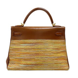 エルメス HERMES ケリー32 内縫い ヴィブラート □F刻 ブラウン ゴールド金具 ボックスカーフ レディース ハンドバッグ ショルダーバッグ