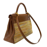 エルメス HERMES ケリー32 内縫い ヴィブラート □F刻 ブラウン ゴールド金具 ボックスカーフ レディース ハンドバッグ ショルダーバッグ