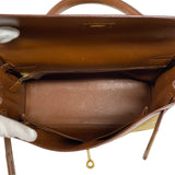 エルメス HERMES ケリー32 内縫い ヴィブラート □F刻 ブラウン ゴールド金具 ボックスカーフ レディース ハンドバッグ ショルダーバッグ