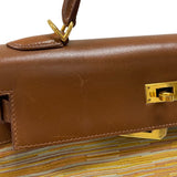 エルメス HERMES ケリー32 内縫い ヴィブラート □F刻 ブラウン ゴールド金具 ボックスカーフ レディース ハンドバッグ ショルダーバッグ