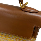 エルメス HERMES ケリー32 内縫い ヴィブラート □F刻 ブラウン ゴールド金具 ボックスカーフ レディース ハンドバッグ ショルダーバッグ