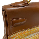 エルメス HERMES ケリー32 内縫い ヴィブラート □F刻 ブラウン ゴールド金具 ボックスカーフ レディース ハンドバッグ ショルダーバッグ