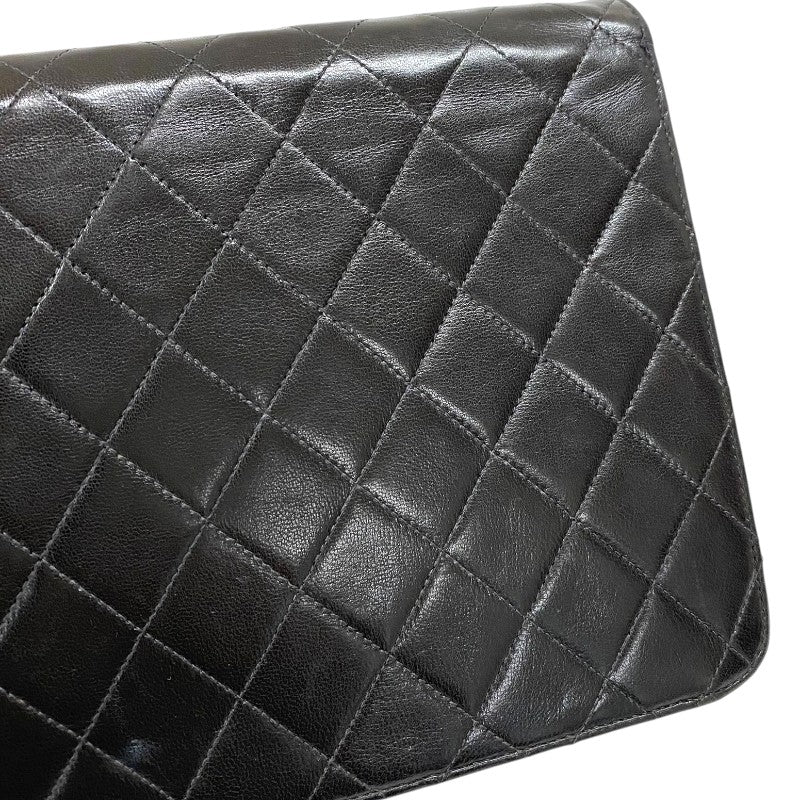 シャネル CHANEL プッシュロック ショルダーバッグ ブラック ゴールド金具 ラムスキン レディース