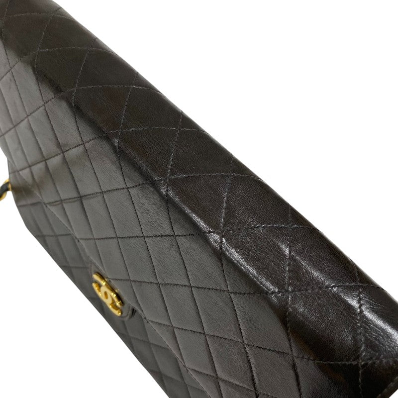 シャネル CHANEL プッシュロック ショルダーバッグ ブラック ゴールド金具 ラムスキン レディース