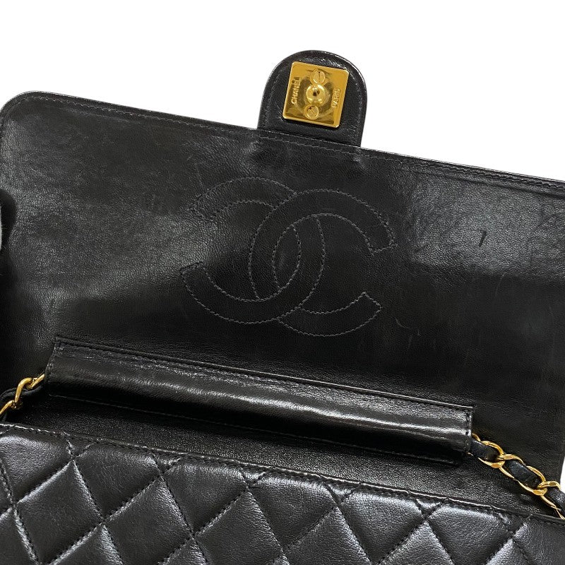 シャネル CHANEL プッシュロック ショルダーバッグ ブラック ゴールド金具 ラムスキン レディース